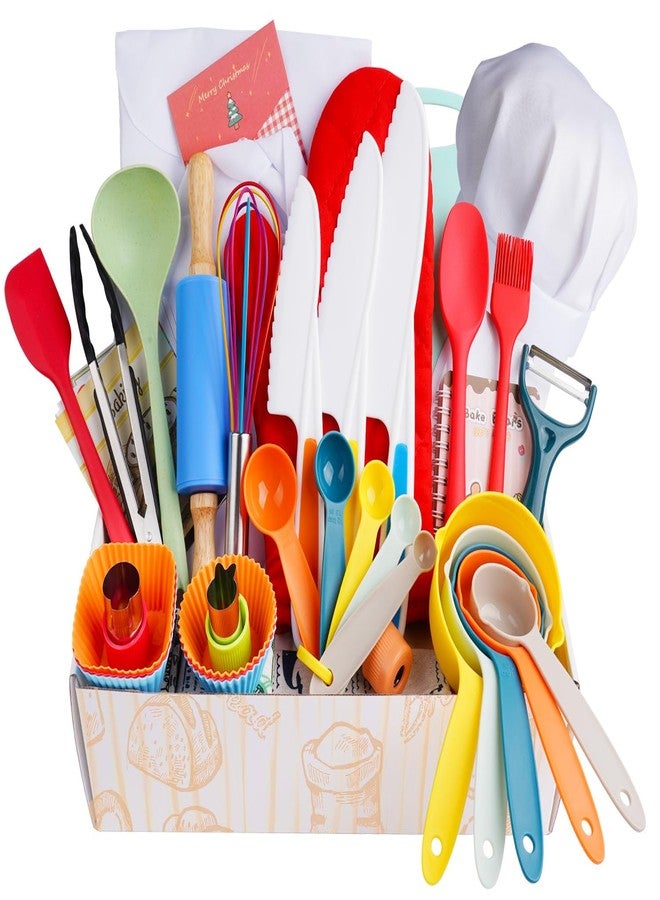 IELEK Kids Cooking Set Real Baking Utensils with Kitchen Tool Guide for Kids with Chef Apron Hat and Kitchen Accessories Kit Gift for Junior Chef - Image 1